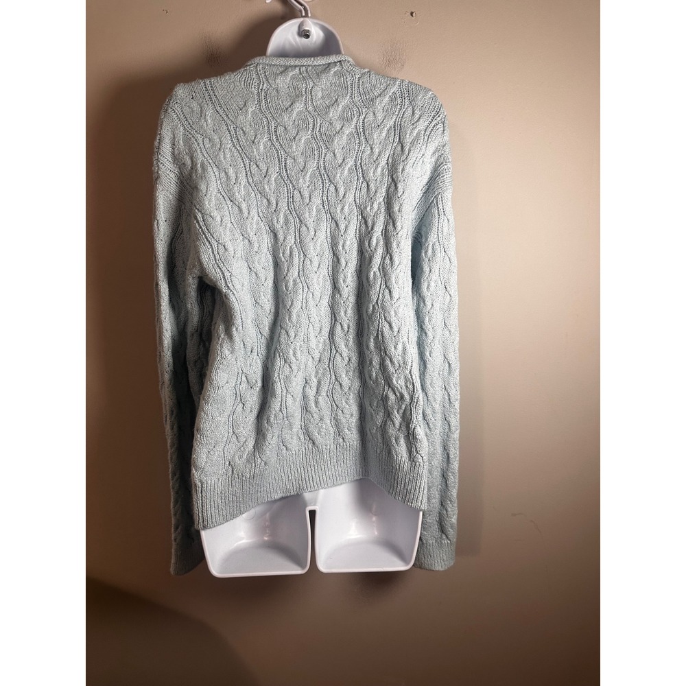 J.Crew Womens Cloud Blue Rollneck Cable Knit Mockneck Sweater Medium M - Picture 6 of 9